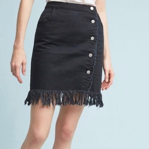Anthropologie Pilcro Denim Fringe Skirt